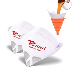 Terberl 100Pack 100Micron Paint Strainers Paint Filter Silicone Funnel