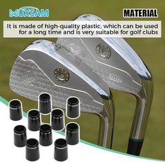 Set of 10 Black Golf Ferrules with Silver Ring – Perfect for Iron Shafts 0.335″