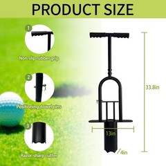 Golf Hole Cutter Tool 4″ & 6″ Metal Cup Digger Detachable Handle