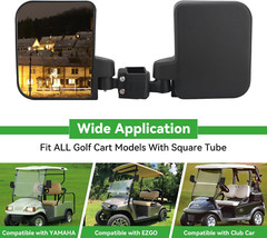 No Drilling Golf Cart Side Mirrors for EZGO Club Car Yamaha, HD Shatterproof Gol