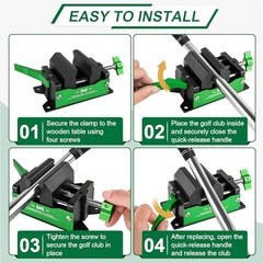 Golf Club Regripping Kit, Aluminum Vise Clamp with Quick Release, Rubber