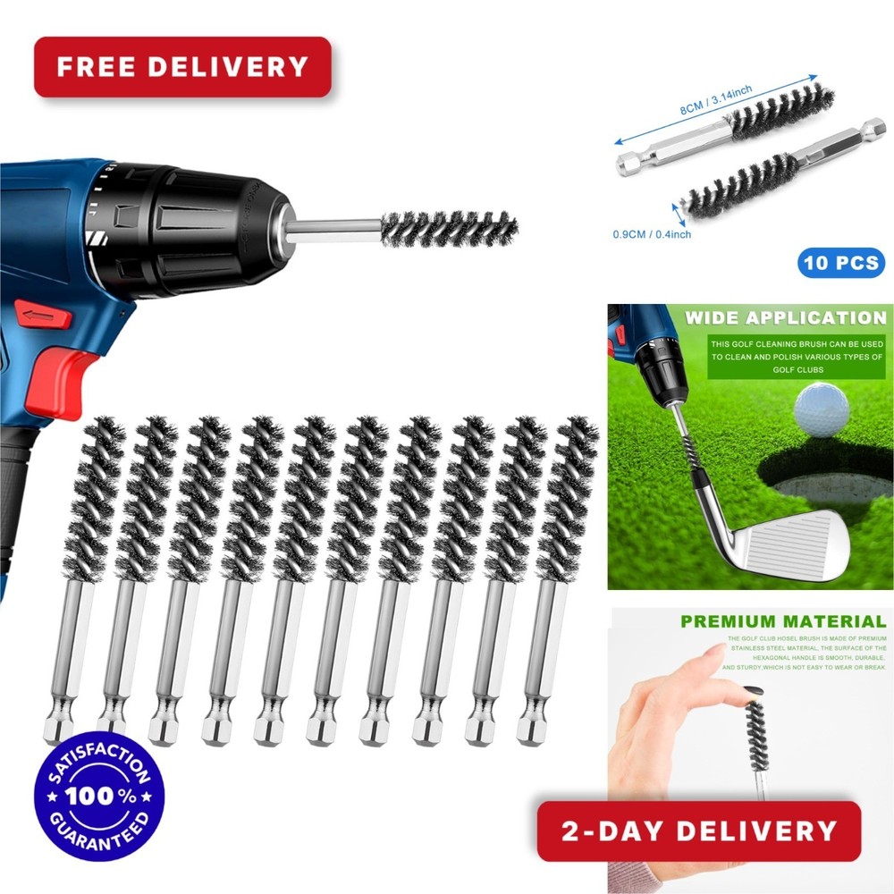 10PCS Golf Club Cleaning Brush Set – Stainless Steel Hosel Brush Tools