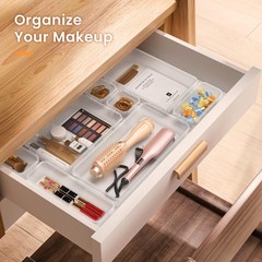 A-Lugei Military Grade Drawer Organizer Clear Makeup Organizer Holds 177 Items