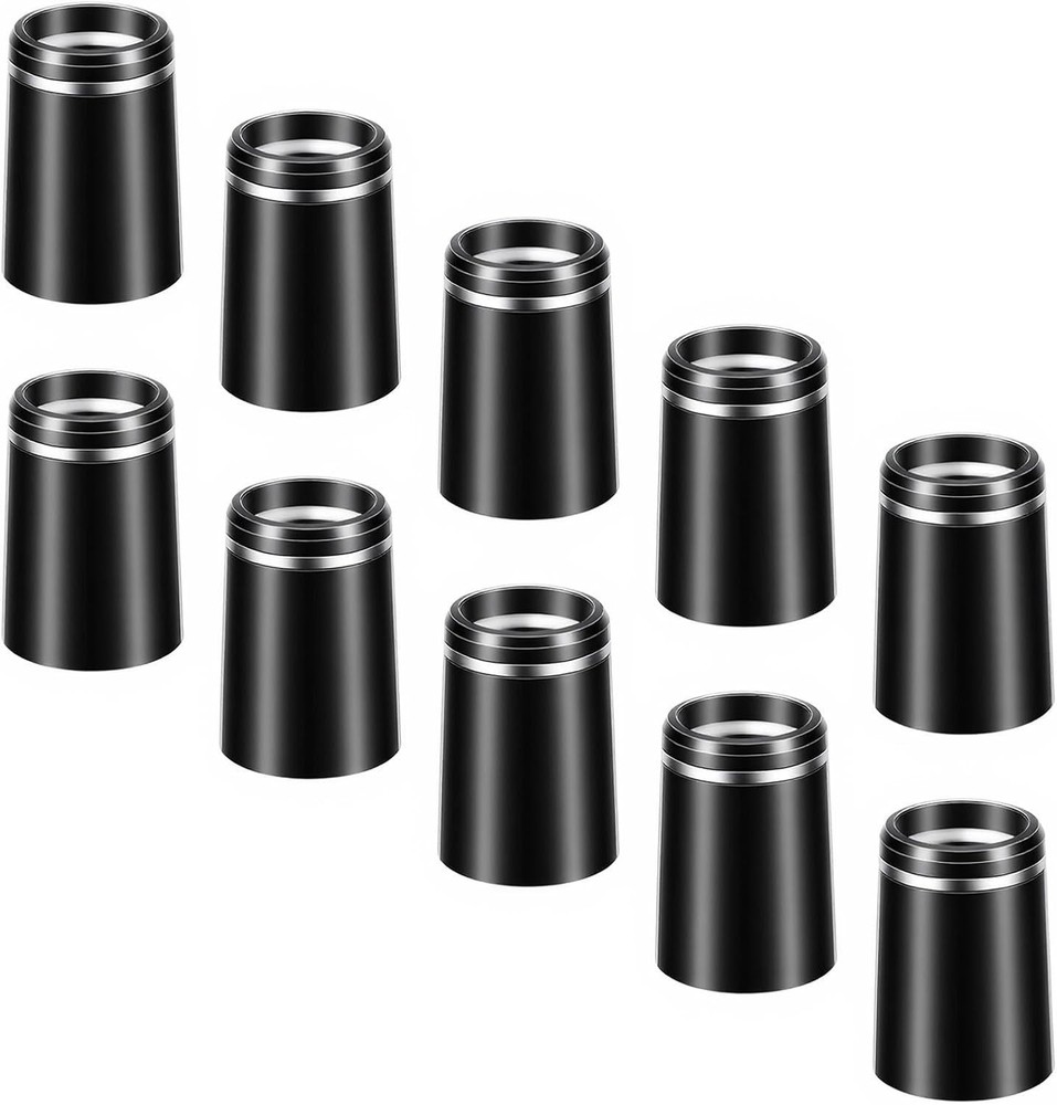 10 Pack .370 Golf Iron Ferrules Black with Single Silver Ring for Graphite/Steel