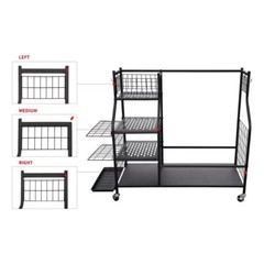 Large Golf Storage Garage Organizer 2 Golf Bag Stand Holder Club Rack Ball Cart
