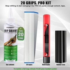 Golf Grip Kit for 20 Clubs with Solvent Tape Hook Vise Clamp