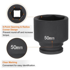 HARFINGTON 3/4″ Drive 50mm Metric 6-Point Impact Socket 40Cr Alloy Steel