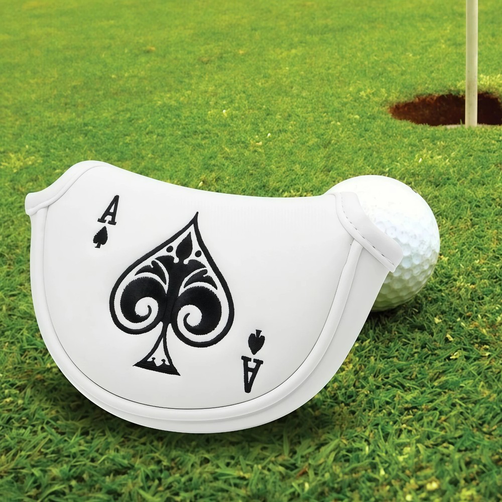 Golf Small Heel Shaft Half Mallet Putter Cover Ace Poker Headcover with Magnetic