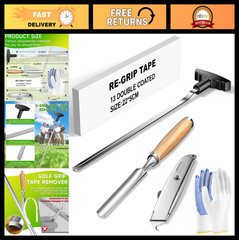 Golf Grip Removal Tool Kit – 12″ High-Carbon Steel Grip Remover, Tape & Gloves