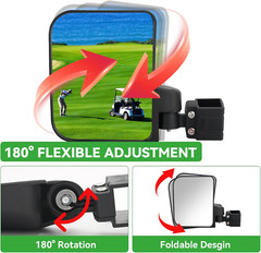 No Drilling Golf Cart Side Mirrors for EZGO Club Car Yamaha, HD Shatterproof Gol