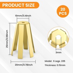SATUY 20Pcs Universal Brass Golf Shaft Shims, 6 Legs Adjustable Golf Adapter Shi