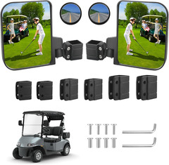 No Drilling Golf Cart Side Mirrors for EZGO Club Car Yamaha, HD Shatterproof Gol
