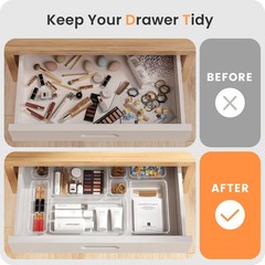 A-Lugei Military Grade Drawer Organizer Clear Makeup Organizer Holds 177 Items