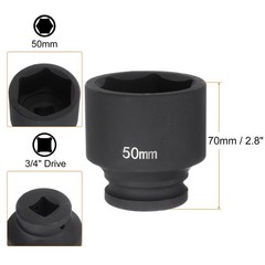 HARFINGTON 3/4″ Drive 50mm Metric 6-Point Impact Socket 40Cr Alloy Steel