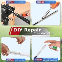 Golf Grip Regripping Kit – Portable Vise, Rubber Clamp, Solvent & Tools Included