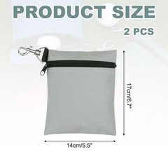 2 Pcs Golf Tee Pouch Zipper Golf Tee Bag Pocket Gear Clip Bag Gray