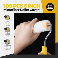 Leumoi 100 Pcs 6 X 1/2 Paint Roller High Density Microfiber Roller Refills Mini