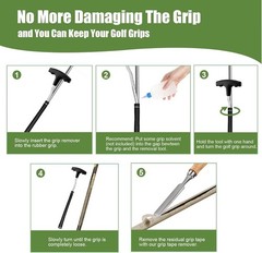 Golf Grip Remover Tool 12″ V-Groove Saver & High-Carbon Steel Tape Scraper Kit