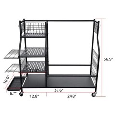 Golf Bag Storage Rack w/ Lockable Wheels Fit for 2 Golf Bags 21 Golf Clubs Balls