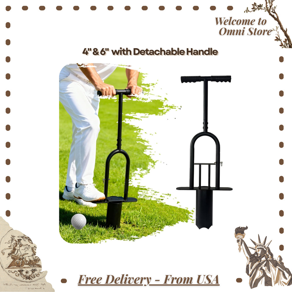 Golf Hole Cutter Tool 4″ & 6″ Metal Cup Digger Detachable Handle
