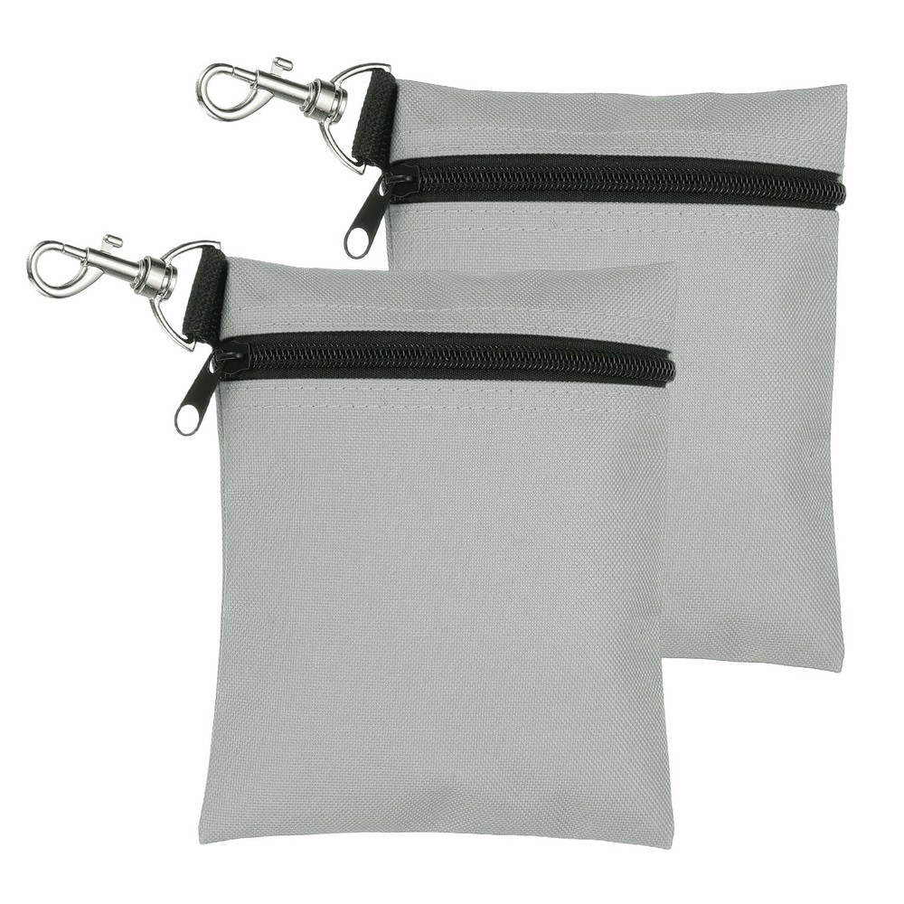 2 Pcs Golf Tee Pouch Zipper Golf Tee Bag Pocket Gear Clip Bag Gray