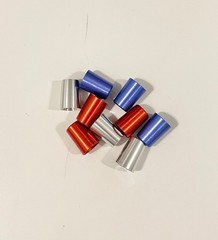 CUSTOM .370 ALUMINUM FERRULE TRI-PACK RED SILVER BLUE .525 X 7/8” 9PK