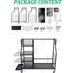 Golf Bag Storage Rack w/ Lockable Wheels Fit for 2 Golf Bags 21 Golf Clubs Balls