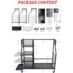 Golf Bag Storage Rack w/ Lockable Wheels Fit for 2 Golf Bags 21 Golf Clubs Balls