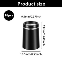 10 Pack .370 Golf Iron Ferrules Black with Single Silver Ring for Graphite/Steel