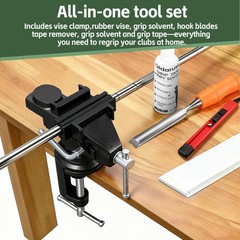 All-in-One Golf Grip Regripping Kit with Rotating Vise, Rubber Clamp & Tools – 1
