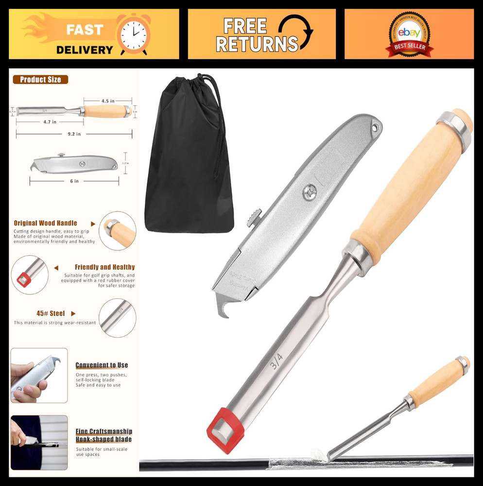 Golf Grip Tape Remover Tool Kit – No Residue, Quick Removal for Regripping Clubs