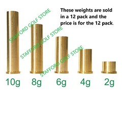 12 Pcs Brass Shaft Tip Weights For Steel/Graphite Golf Shafts – 2g/4g/6g/8g/10g