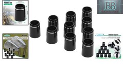 Set of 10 Black Golf Ferrules with Silver Ring – Perfect for Iron Shafts 0.335″