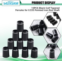 Set of 10 Black Golf Ferrules with Silver Ring – Perfect for Iron Shafts 0.335″