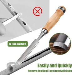 Golf Grip Remover Tool 12″ V-Groove Saver & High-Carbon Steel Tape Scraper Kit