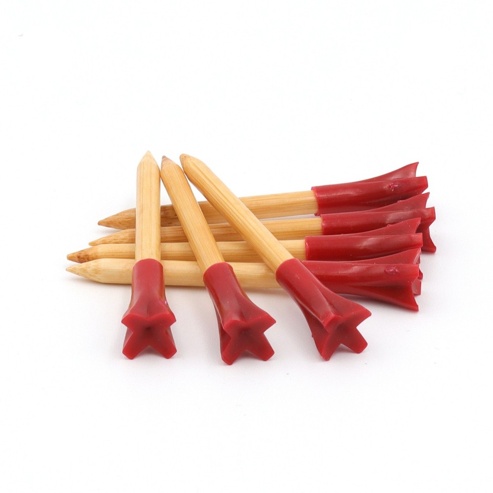 1500 Golf Tees 2.75 Inch Bamboo/Red Golf Tees